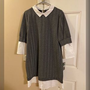 Jacquard two-fer dress